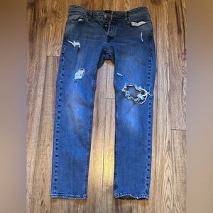 Jack & Jones Men's Ripped Blue Slim Jeans